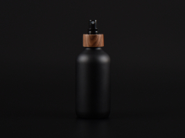 Schwarzglasflasche 220ml, mit Zerstäuber Walnut