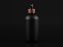 Schwarzglasflasche 480ml, mit Zerstäuber Walnut