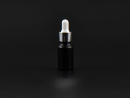 Schwarzglasflasche 10ml, mit Pipette silber