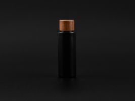 Flasche "Tara" 100ml, matt-schwarz, mit Walnussdeckel