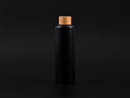 Flasche "Tara" 250ml, matt-schwarz, mit Bambusdeckel