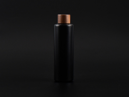 Flasche "Tara" 250ml, matt-schwarz, mit Walnussdeckel