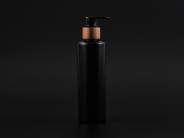 Flasche "Tara" 250ml, matt-schwarz, mit Dispenser Walnut