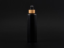 Flasche "Tara" 250ml, matt-schwarz, mit Lotionspumpe Bambus