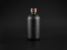 Schwarzglasflasche 480ml, mit Schraubverschluss Walnut