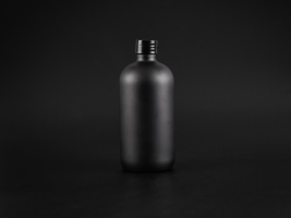 Schwarzglasflasche 480ml, mit Schraubverschluss schwarz