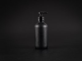 Schwarzglasflasche 220ml, mit Dispenser schwarz