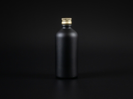 Schwarzglasflasche 100ml, mit Aludeckel