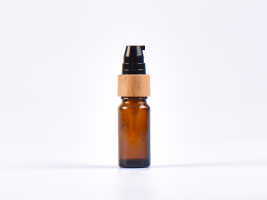 Braunglasflasche 10ml, mit Lotionspumpe Bambus