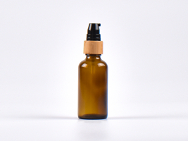 Braunglasflasche 50ml, mit Lotionspumpe Bambus
