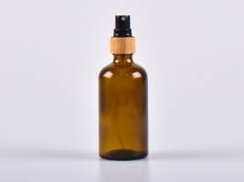 Braunglasflasche 100ml,  mit Zerstäuber Bambus