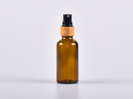 Braunglasflasche 50ml, mit Zerstäuber Bambus