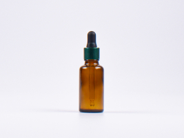 Braunglasflasche 30ml, mit Pipette grün-matt