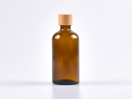 Braunglasflasche 100ml, mit Tropfmontur Bambus