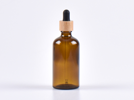 Braunglasflasche 100ml, mit Pipette Bambus