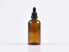 Braunglasflasche 100ml, mit Pipette OV schwarz