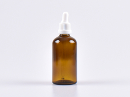 Braunglasflasche 100ml, mit Pipette OV weiss