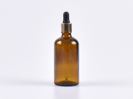 Braunglasflasche 100ml, mit Pipette gold