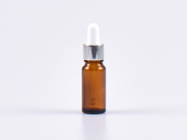 Braunglasflasche 10ml, mit Pipette silber-glanz