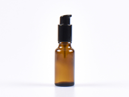 Braunglasflasche 20ml, mit Lotionspumpe Aluminium, 4 Color