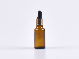 Braunglasflasche 20ml, mit Pipette gold