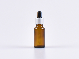 Braunglasflasche 20ml, mit Pipette silber-matt