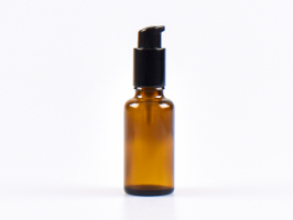 Braunglasflasche 30ml, mit Lotionspumpe Aluminium, 4 Color