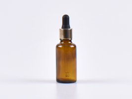 Braunglasflasche 30ml, mit Pipette gold