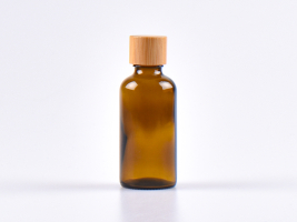 Braunglasflasche 50ml, mit Schraubverschluss Bambus