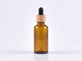 Braunglasflasche 50ml, mit Pipette Bambus