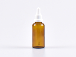 Braunglasflasche 50ml, mit Pipette OV weiss