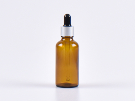 Braunglasflasche 50ml, mit Pipette silber-matt
