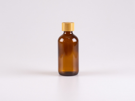 Braunglasflasche 220ml, mit Schraubverschluss Bambus