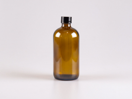 Braunglasflasche 480ml, mit Schraubverschluss schwarz