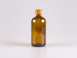 Braunglasflasche 480ml, mit Schraubverschluss Bambus