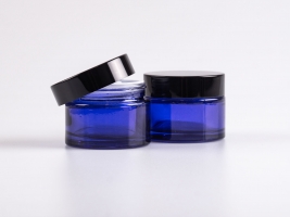 Blauglasdose 50ml, mit Deckel schwarz