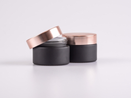 Schwarzglasdose, 30ml, mit Deckel rosé