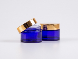 Blauglasdose 50 ml – Deckel Gold