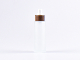 Glasflasche säuremattiert, 100ml, mit Lotionspumpe Walnut