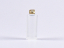 Glasflasche säuremattiert, 30ml, mit Aludeckel silber/gold