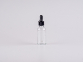 Klarglasflasche 30ml, mit Pipette schwarz