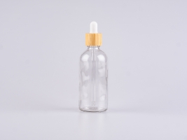 Klarglasflasche 100ml, mit Pipette Bambus