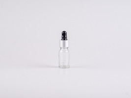 Klarglasflasche 10ml, mit Pipette silber