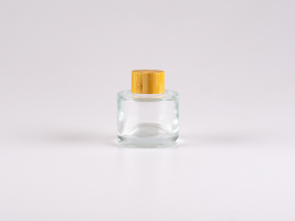 Rundflasche "Lilly", Klarglas, 90ml, mit Schraubverschluss Bambus
