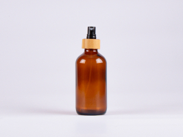 Braunglasflasche 250ml, mit Zerstäuber Bambus