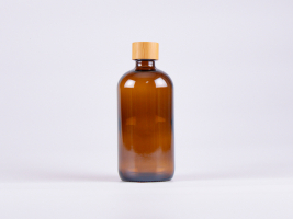 Braunglasflasche 500ml, mit Schraubverschluss Bambus