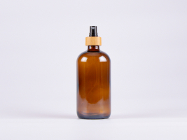 Braunglasflasche 500ml, mit Zerstäuber Bambus