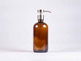 Braunglasflasche 500ml, mit Dispenser Edelstahl