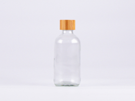 Klarglasflasche 250ml, mit Schraubverschluss Bambus