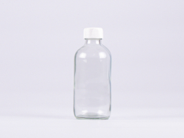 Klarglasflasche 250ml, mit Schraubverschluss schwarz/weiss